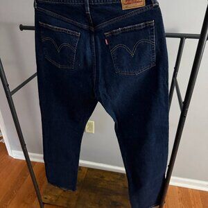 Levi's Dark Wash 501 Straight Leg Jeans - 31 W, 32 L